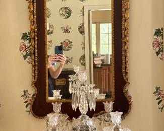 Federal Mirror Heisy Candelabra, spool cabinet turned into a side table
