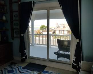 Curtains; Andersen sliding glass doors