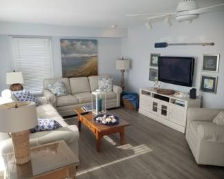 Braxton Culler living room furnishings - two couches & one oversize chair;  coffee table 