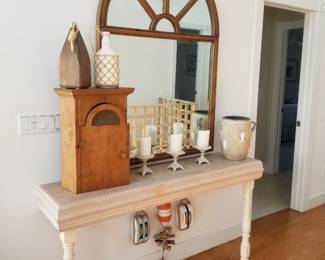 Foyer table; large mirror