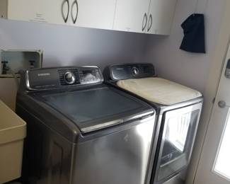 Samsung washing machine & GAS dryer; laundry room cabinetry
