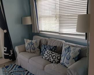 Sofa; matching floor lamps