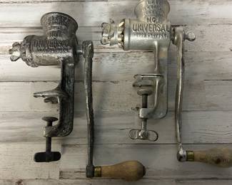 Vintage Universal No.1 Meat Grinders – Clamp-On Cast Iron Kitchen Tools