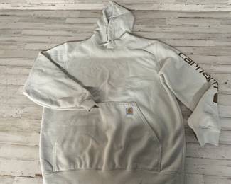 Carhartt Hooded Sweatshirt White Logo Sleeve Workwear Pullover