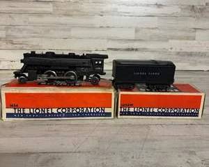 Vintage Lionel O27 1654 Steam Locomotive & 1654W Whistle Tender w/ Boxes Vintage Lot