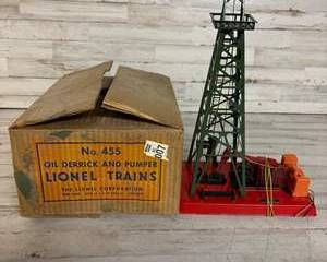 Vintage Lionel No. 455 Oil Derrick & Pumper Accessory w/ Box O Gauge Trains