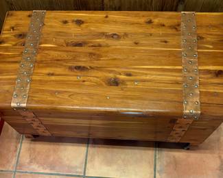 Cedar Chest on rollers and with copper accents
