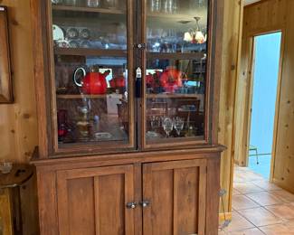 Tall Primitive hutch with lots of items of interest