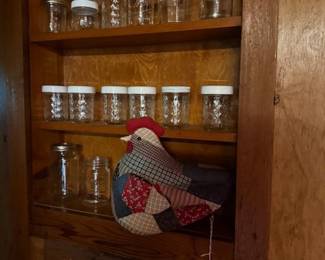 Canning jars and door stop chicken