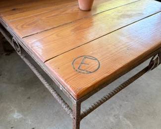 Large western coffee table with star feet and metal frame