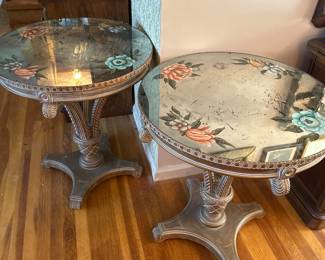 Pair vintage eglomise tables 