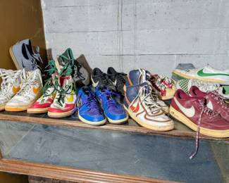 A bin of sneakers just found. Mid to poor condition