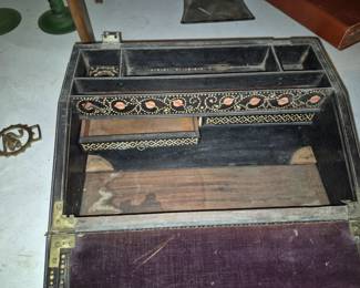 Antique Anglo -Indian porcupine quill campaign Lap desk 