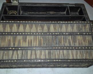 Antique Anglo -Indian porcupine quill campaign Lap desk 