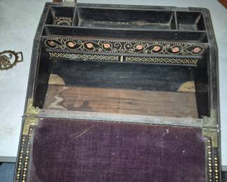Antique Anglo -Indian porcupine quill campaign Lap desk 