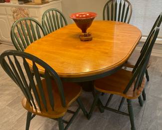 Cottage core dining table and 6 chairs