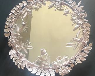 Crate & Barrel -Flower crown Pink Metal 30" wall mirror