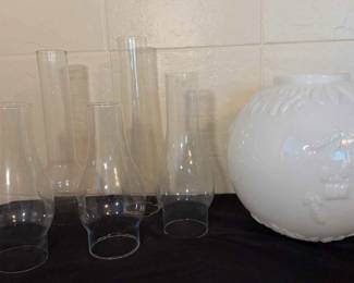 Vintage Aladdin Chimneys and a Milk White Shade
