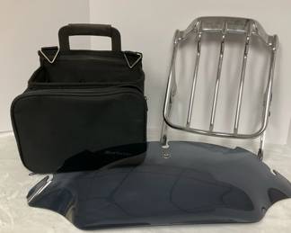 Harley Davidson Windshield, Metal Backrest Motorcycle Tool Bag