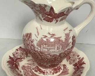 Vintage Pink Johnson Brothers Old British Castles  Pitcher  Dish
