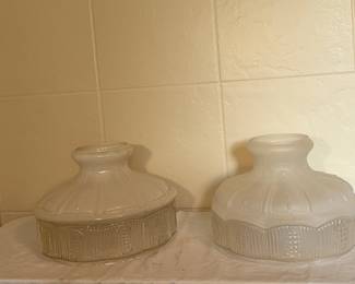 Two Vintage Aladdin Lamp Shades, Frosted White