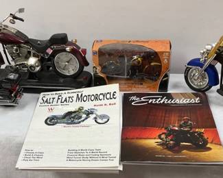 Four Model Motorcycles One Signed Salt Flat Motorcycle Magazine by Keith Ball