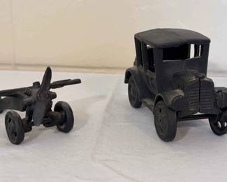 Antique Cast Iron Car and Airplane