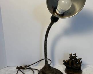Art Deco Metal Desk Lamp And Bookend