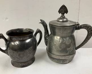Teapot Vase Triple plated Silver Set