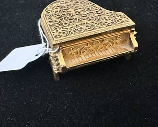 Avon Vintage Gold Tone Piano Perfume Trinket Box