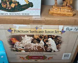 Porcelain Santa and Sleigh Set