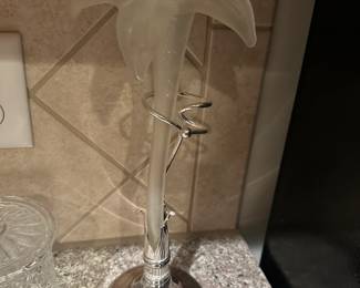 Vintage Hand-Blown Satin Glass Art Nouveau Style lily vase