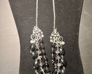 Silver and black necklace