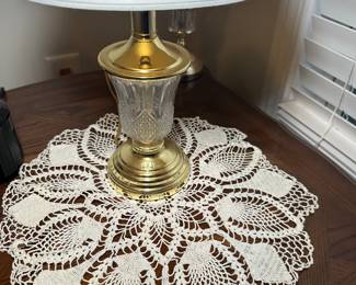 beautiful doily, table lamp