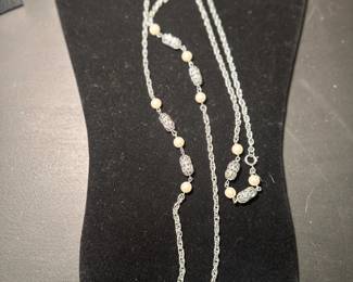 Long silver necklace