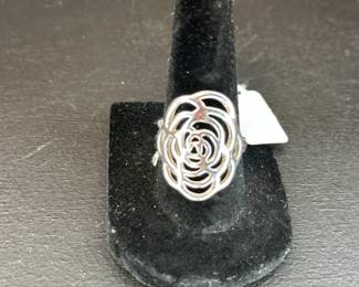 silver floral ring