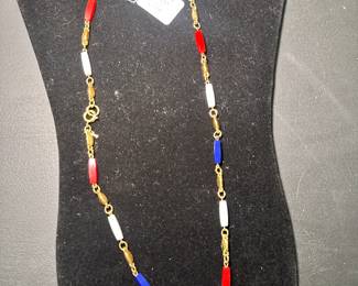 Vintage Crown Trifari Red, White and Blue necklace (there's also a bracelet!)