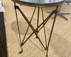 Antique Brass Side Table with Marble Top