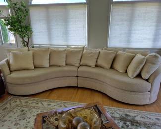 Really nice sofa. Chinese Chippendale coffee table in forefront