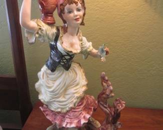 Vintage or Antique Capodimonte-Style Porcelain Figurine Lamp Base