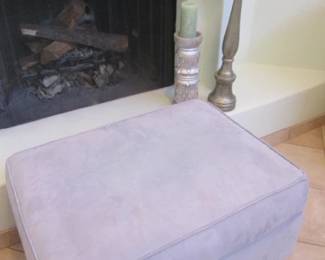 Icy Blue Ultrasuede-Upholstered Ottoman