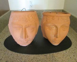 Vintage "Rookes" Pottery Hanging Planter's Set,           Sizes:  7" X 5" X 8" High