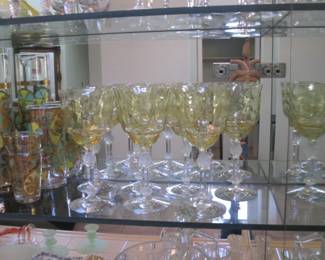 Fostoria Set of 7 Topaz Goblets