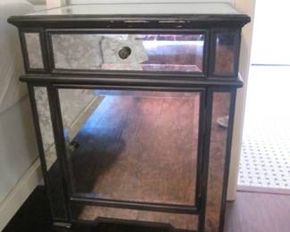 Mirrored Side Table, Drawer, 22" X 16" X 31" High