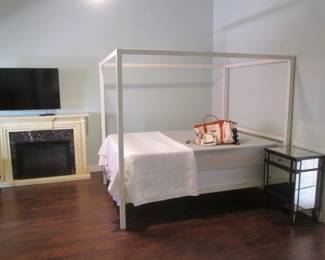 Queen-Size Metal Framed Canopy Bed, 74" High