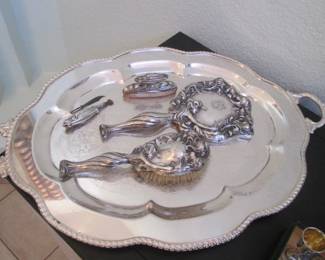 Antique Dressing Table Set, Silver