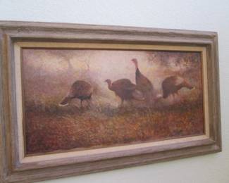 Mid-Century Framed Wall Art, Wild Turkey Theme 
