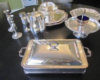 Silver Plate Stems, Coffee Pot, Covered Casserole/Lid