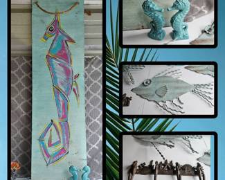 Seahorses Pictures Metal Decor Artisan Seahorse Long Painting Salt Pepper Shakers