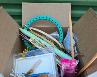 Box Of Knitting Needles Hooks Etc